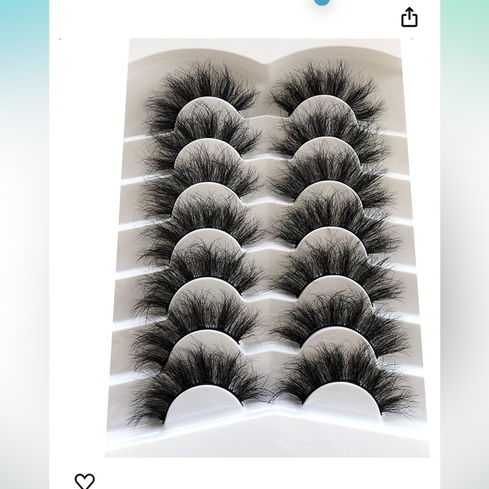 False Eyelashes Faux Mink Lashes 20MM Messy Long Fluffy 8D 7 Pairs Pack Black